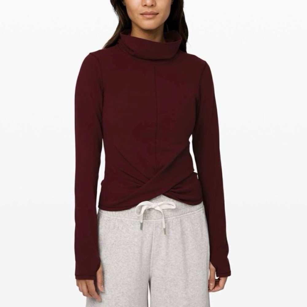 Melodic Movement Long Sleeve Mock Turtleneck Twist Front Top